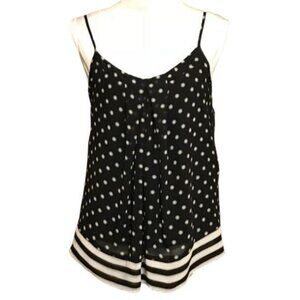 NY&C Women's Cami Spaghetti Strap Top Black/Light Ivory Retro Charm Playful Chic